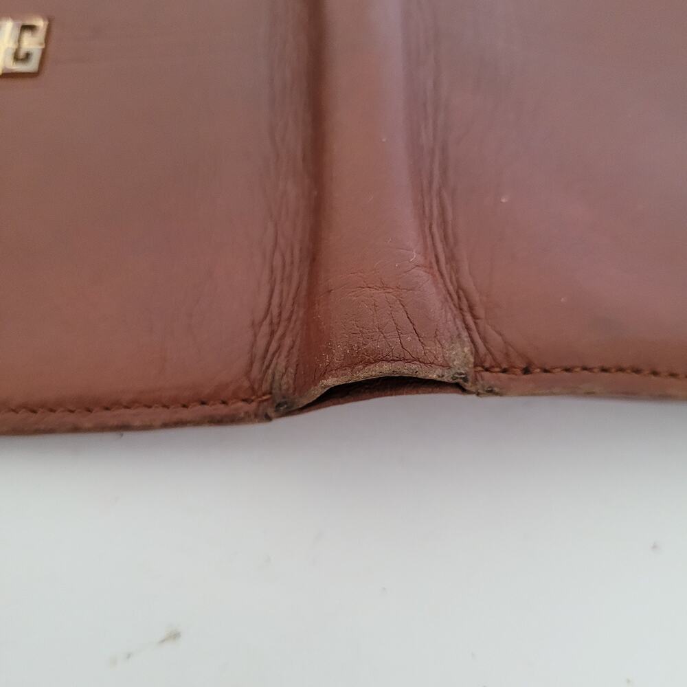 Givenchy Vintage Leather Wallet Brown Leather Bifold Medium Compact Kisslock - Picture 11 of 12